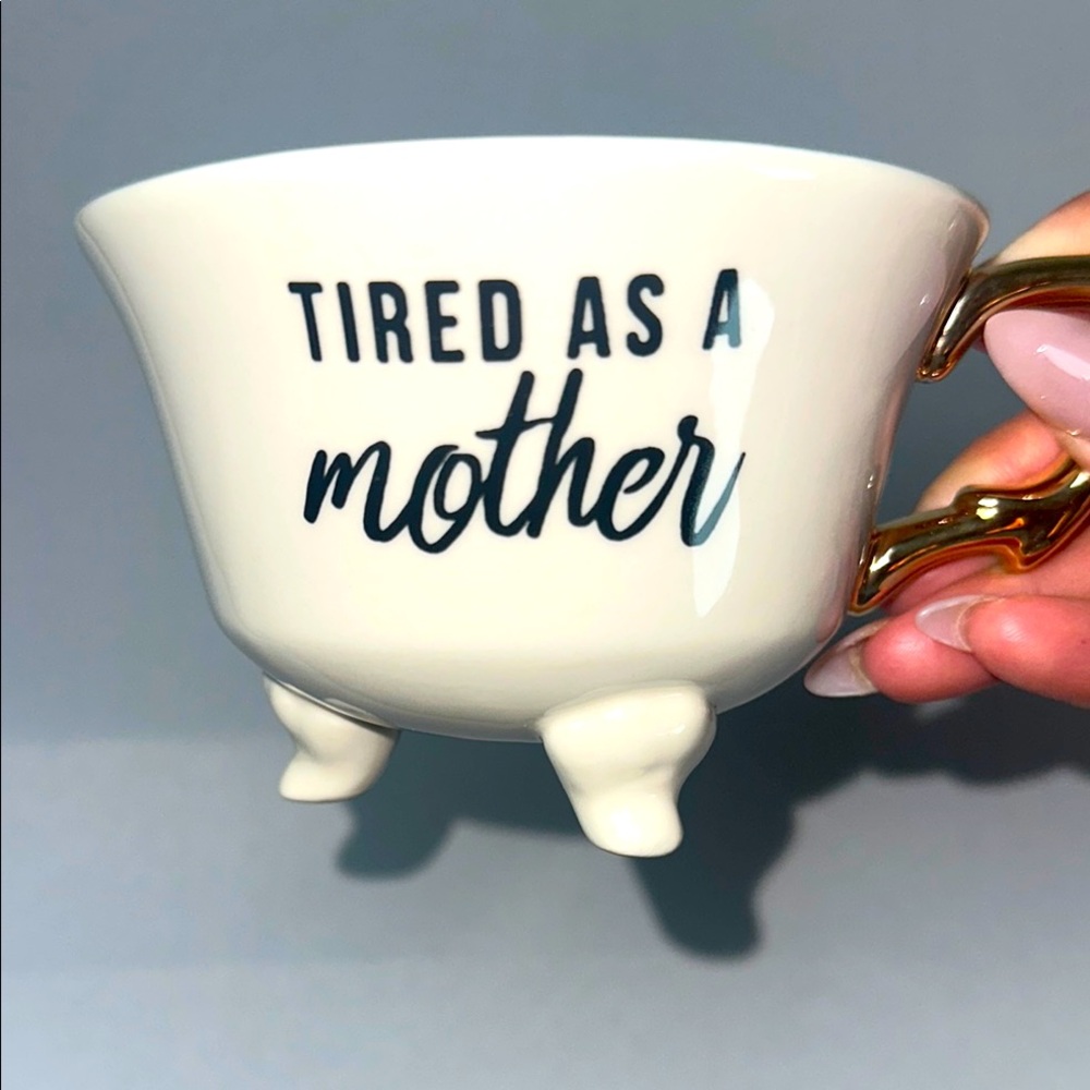 Elegant White Mug with Gold Electroplated Handle, Funny, Humor, Footed.